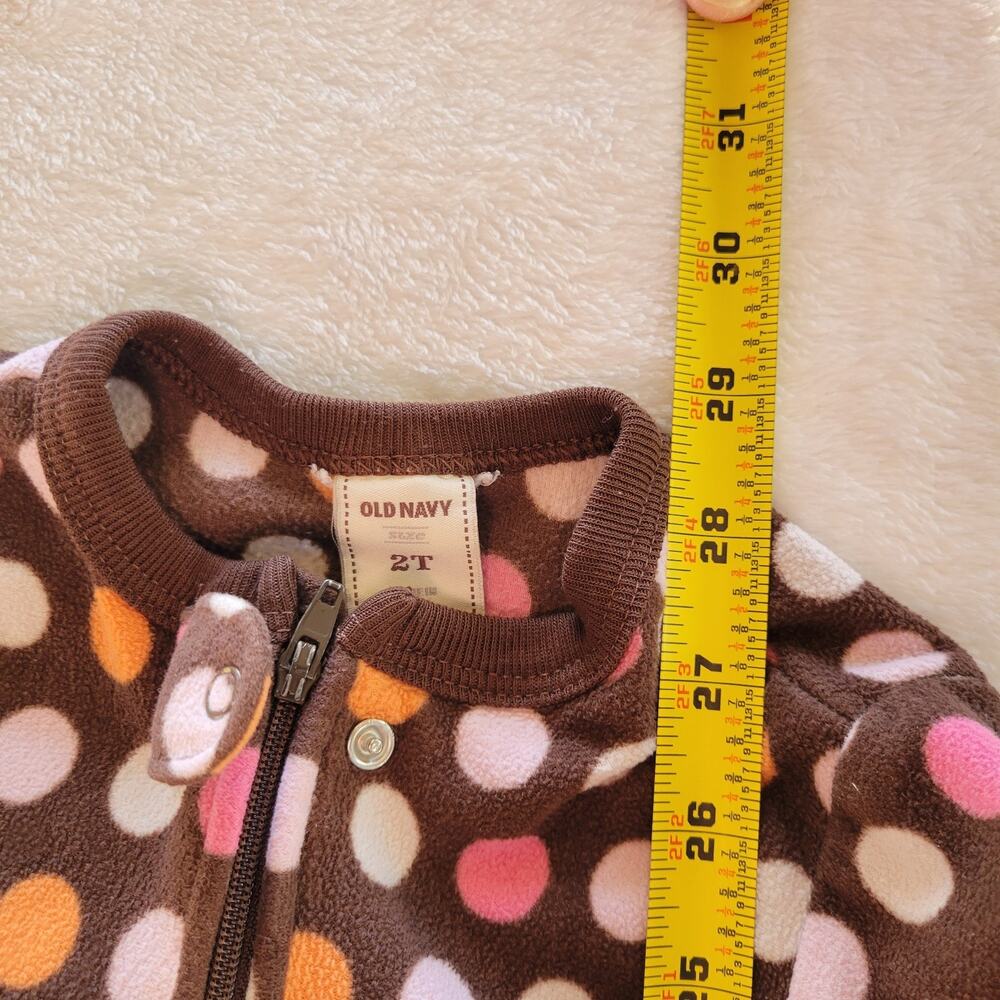 OLD NAVY Pajamas Baby Girls 2T Toddler Snug Fit Sleeper Footed Polka Dots - Picture 3 of 9